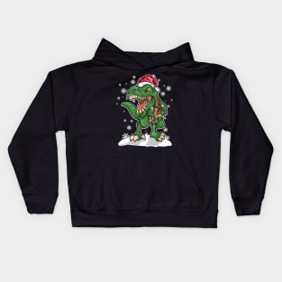 Dinosaur Christmas T Rex Lover Santa Claus Kids Hoodie